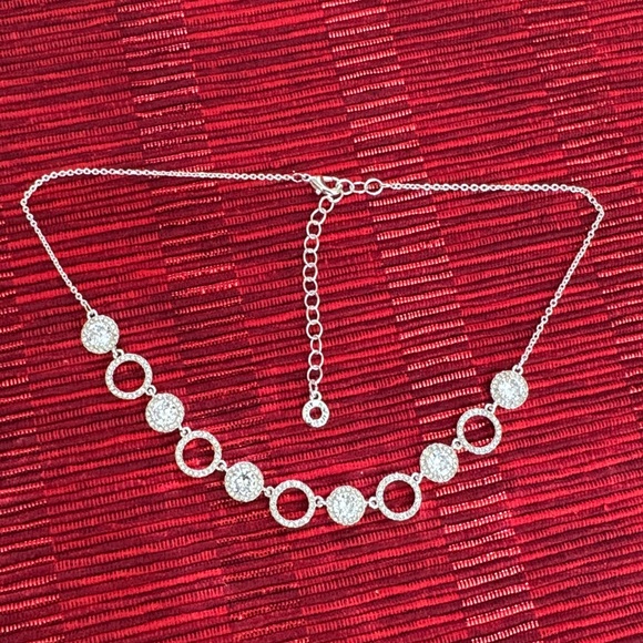 Anne Klein Elegant Silver Stone Necklace with Circular Accents - Picture 4 of 8